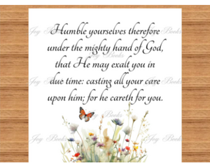 Peter 5:6-7 Humble Yourselves Butterflies And Wildflowers Watercolor Vintage Verses Bible Verse 8x10 Wall Art Printable Digital Download 
